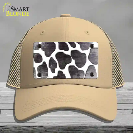 Black White Giraffe Oil Rubbed Novelty License Plate Hat Mesh / Khaki