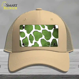 Lime Green White Giraffe Oil Rubbed Novelty License Plate Hat Mesh / Khaki