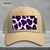 Purple White Giraffe Oil Rubbed Novelty License Plate Hat Mesh / Khaki