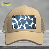 Light Blue White Giraffe Oil Rubbed Novelty License Plate Hat Mesh / Khaki