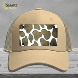 Gold White Giraffe Oil Rubbed Novelty License Plate Hat Mesh / Khaki