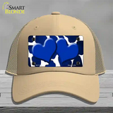 Blue White Hearts Giraffe Oil Rubbed Novelty License Plate Hat Mesh / Khaki