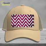 Pink White Chevron Oil Rubbed Novelty License Plate Hat Mesh / Khaki