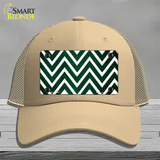 Green White Chevron Oil Rubbed Novelty License Plate Hat Mesh / Khaki