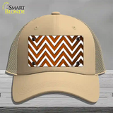 Orange White Chevron Oil Rubbed Novelty License Plate Hat Mesh / Khaki