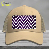 Purple White Chevron Oil Rubbed Novelty License Plate Hat Mesh / Khaki