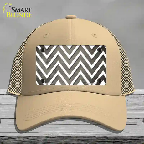 Tan White Chevron Oil Rubbed Novelty License Plate Hat Mesh / Khaki