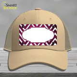 Pink White Chevron Scallop Oil Rubbed Novelty License Plate Hat Mesh / Khaki