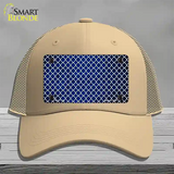 Blue White Quatrefoil Oil Rubbed Novelty License Plate Hat Mesh / Khaki