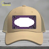 Purple White Quatrefoil Scallop Oil Rubbed Novelty License Plate Hat Mesh / Khaki