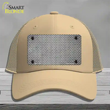 Gray White Small Chevron Oil Rubbed Novelty License Plate Hat Mesh / Khaki