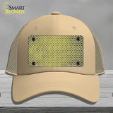 Yellow White Small Chevron Oil Rubbed Novelty License Plate Hat Mesh / Khaki