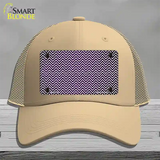 Purple White Small Chevron Oil Rubbed Novelty License Plate Hat Mesh / Khaki