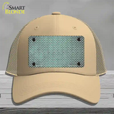 Mint White Small Chevron Oil Rubbed Novelty License Plate Hat Mesh / Khaki