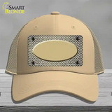 Gold White Small Chevron Oval Oil Rubbed Novelty License Plate Hat Mesh / Khaki