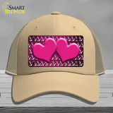 Pink White Anchor Hearts Oil Rubbed Novelty License Plate Hat Mesh / Khaki