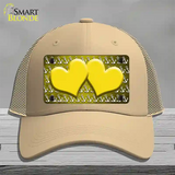 Yellow White Anchor Hearts Oil Rubbed Novelty License Plate Hat Mesh / Khaki