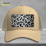 White Black Cheetah Oil Rubbed Novelty License Plate Hat Mesh / Khaki