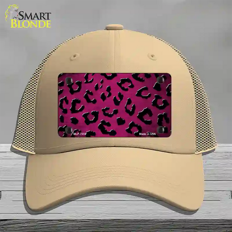 Pink Black Cheetah Oil Rubbed Novelty License Plate Hat Mesh / Khaki