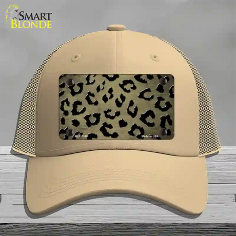 Gold Black Cheetah Oil Rubbed Novelty License Plate Hat Mesh / Khaki