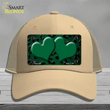 Green Black Cheetah Hearts Oil Rubbed Novelty License Plate Hat Mesh / Khaki