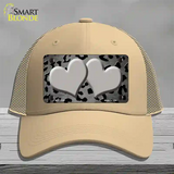 Gray Black Cheetah Hearts Oil Rubbed Novelty License Plate Hat Mesh / Khaki