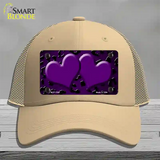 Purple Black Cheetah Hearts Oil Rubbed Novelty License Plate Hat Mesh / Khaki