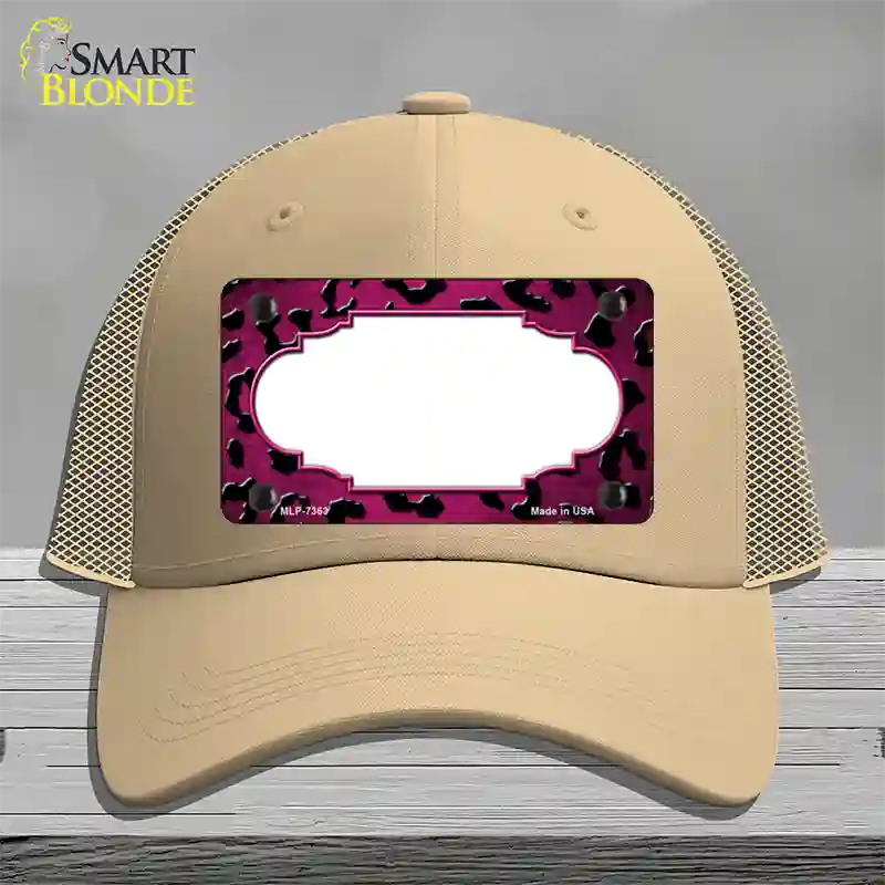 Pink Black Cheetah Scallop Oil Rubbed Novelty License Plate Hat Mesh / Khaki