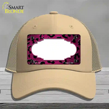 Pink Black Cheetah Scallop Oil Rubbed Novelty License Plate Hat Mesh / Khaki