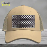 Black White Small Dots Oil Rubbed Novelty License Plate Hat Mesh / Khaki