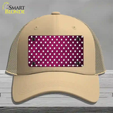 Pink White Small Dots Oil Rubbed Novelty License Plate Hat Mesh / Khaki