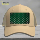 Green White Small Dots Oil Rubbed Novelty License Plate Hat Mesh / Khaki