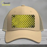 Yellow White Small Dots Oil Rubbed Novelty License Plate Hat Mesh / Khaki