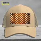 Orange White Small Dots Oil Rubbed Novelty License Plate Hat Mesh / Khaki