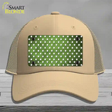 Lime Green White Small Dots Oil Rubbed Novelty License Plate Hat Mesh / Khaki