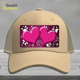 Paw Heart Pink White Novelty License Plate Hat Mesh / Khaki