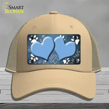 Paw Heart Light Blue White Novelty License Plate Hat Mesh / Khaki