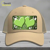 Paw Heart Lime Green White Novelty License Plate Hat Mesh / Khaki