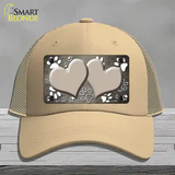 Paw Heart Tan White Novelty License Plate Hat Mesh / Khaki