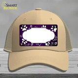 Paw Scallop Purple White Novelty License Plate Hat Mesh / Khaki