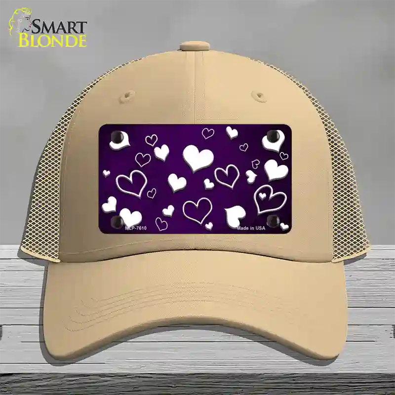 Purple White Love Oil Rubbed Novelty License Plate Hat Mesh / Khaki