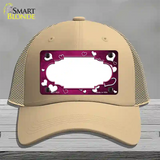 Pink White Love Scallop Oil Rubbed Novelty License Plate Hat Mesh / Khaki