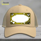 Yellow White Love Scallop Oil Rubbed Novelty License Plate Hat Mesh / Khaki