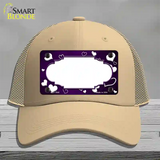 Purple White Love Scallop Oil Rubbed Novelty License Plate Hat Mesh / Khaki