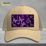 Purple White Butterfly Oil Rubbed Novelty License Plate Hat Mesh / Khaki