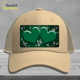 Green White Hearts Butterfly Oil Rubbed Novelty License Plate Hat Mesh / Khaki