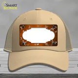 Orange White Scallop Butterfly Oil Rubbed Novelty License Plate Hat Mesh / Khaki