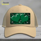 Green White Dragonfly Hearts Oil Rubbed Novelty License Plate Hat Mesh / Khaki