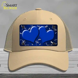 Blue White Dragonfly Hearts Oil Rubbed Novelty License Plate Hat Mesh / Khaki