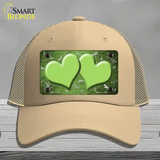 Lime Green White Dragonfly Hearts Oil Rubbed Novelty License Plate Hat Mesh / Khaki